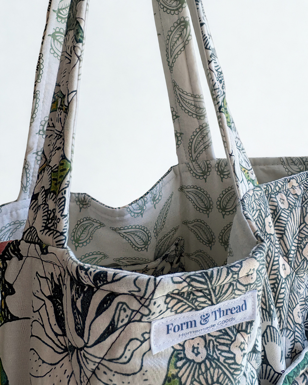 Green Floral Tote - Large