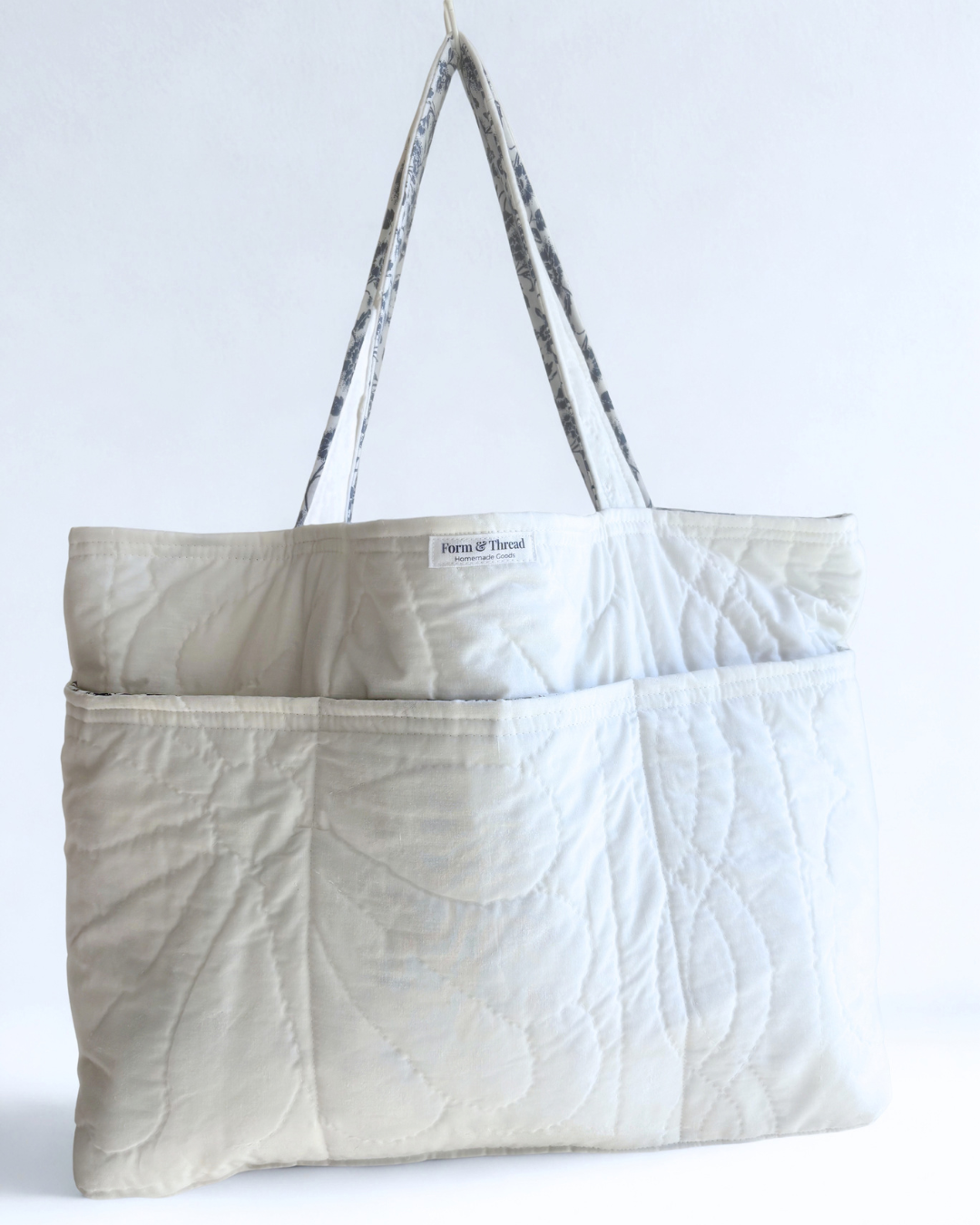 White Quilted Tote - Large