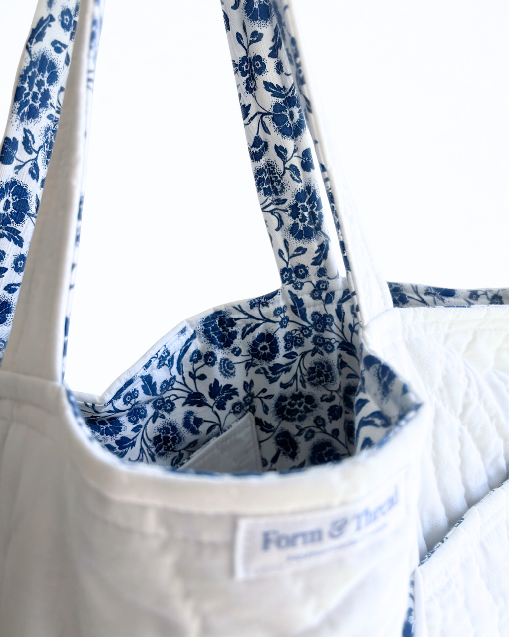 White Quilted Tote - Large