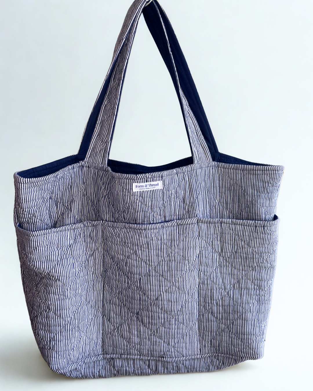 Blue Striped Tote - Large
