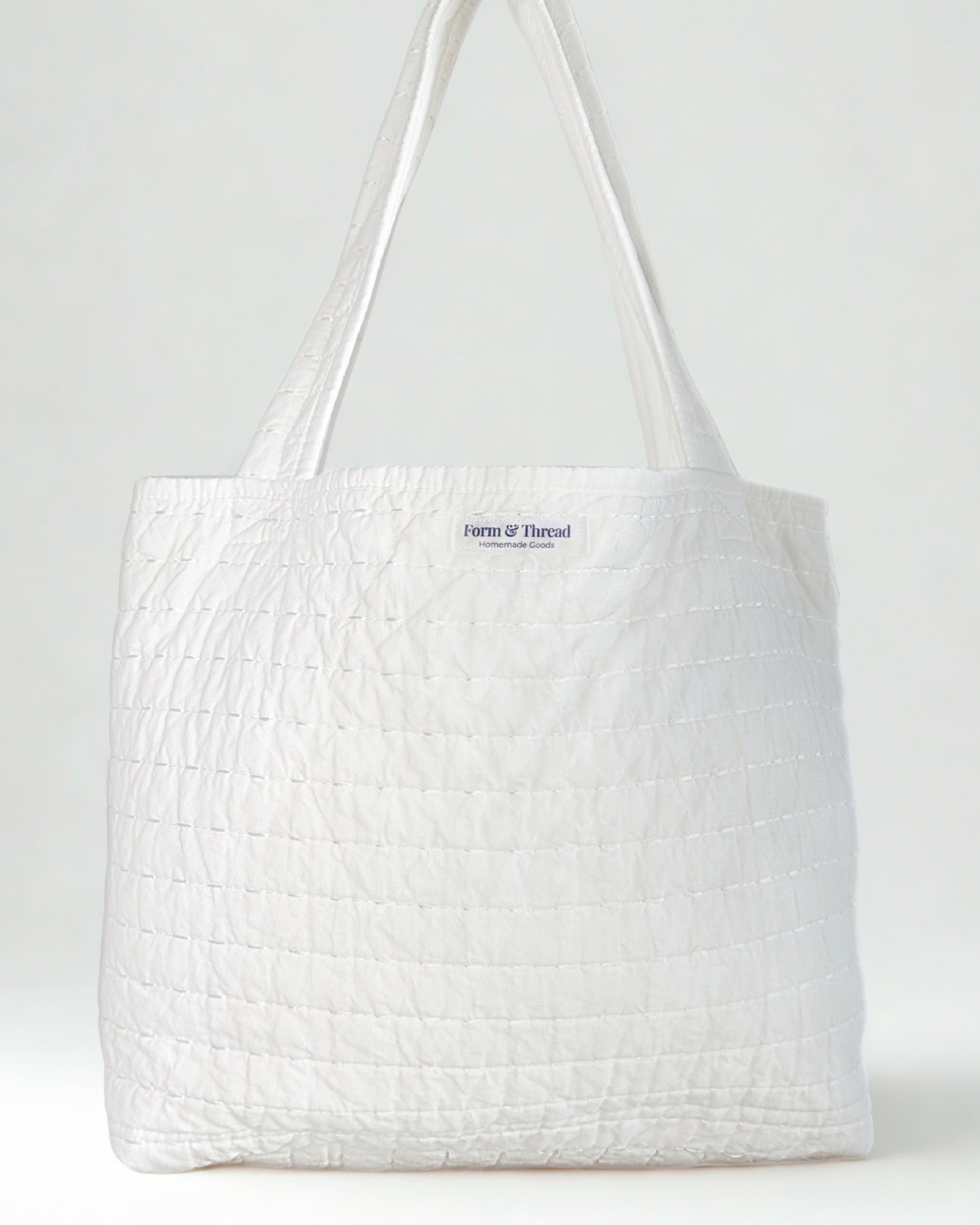 White Quilted Tote - Regular